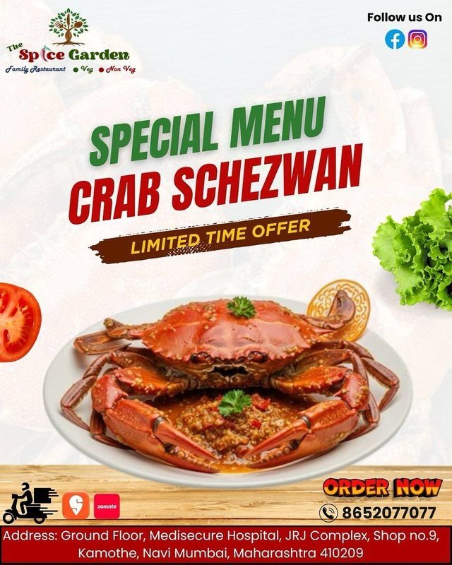 Crab Schezwan post for The Spice Garden